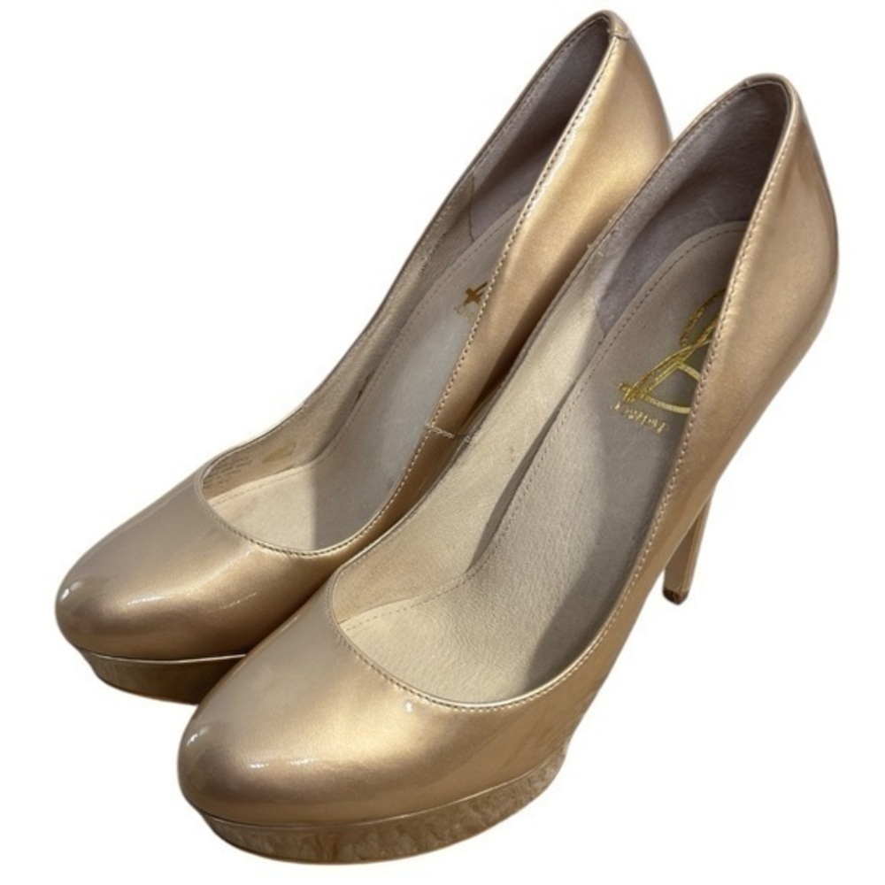 JOAN & DAVID Danicolette Gold Pump Stiletto Platform Dress Shoe Size 8.5
